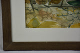 Mid century watercolor coastal scene 30" x 22½"