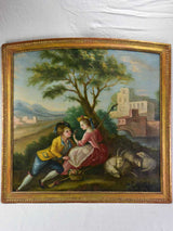 Antique French romantic painting - oil on canvas 33¾" x 35"