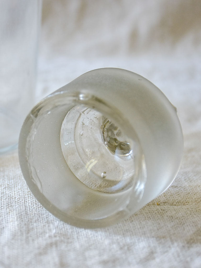 Antique French apothecary glass bottle with lid