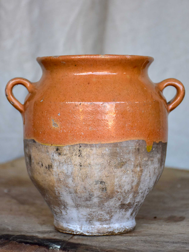 Antique French confit pot with ochre glaze