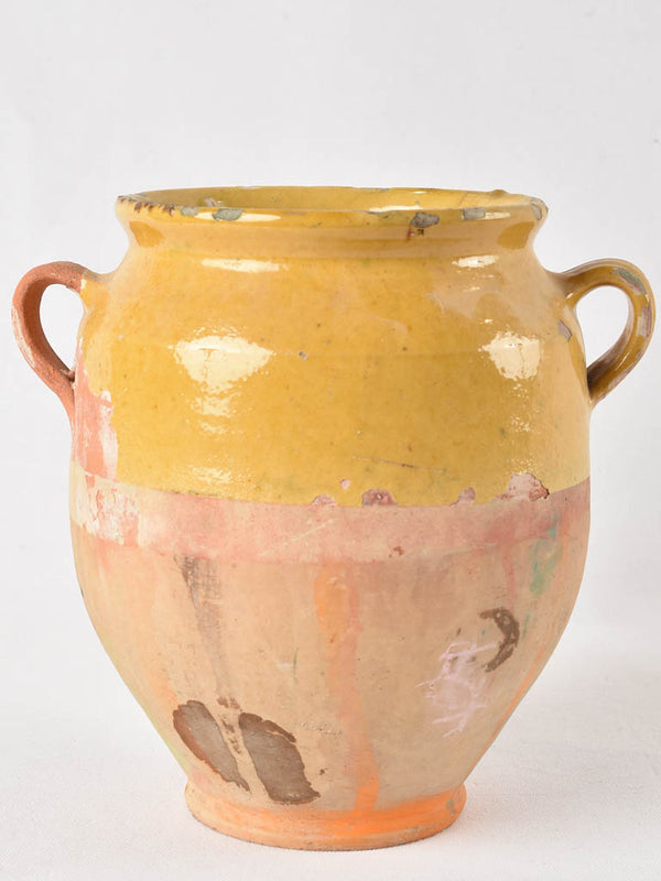Medium French confit pot with yellow glaze 10¼"