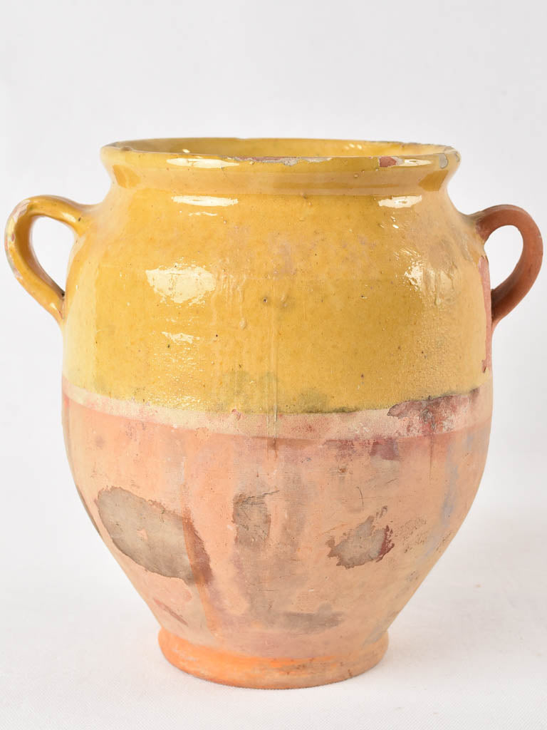 Two-handled yellow glazed pot