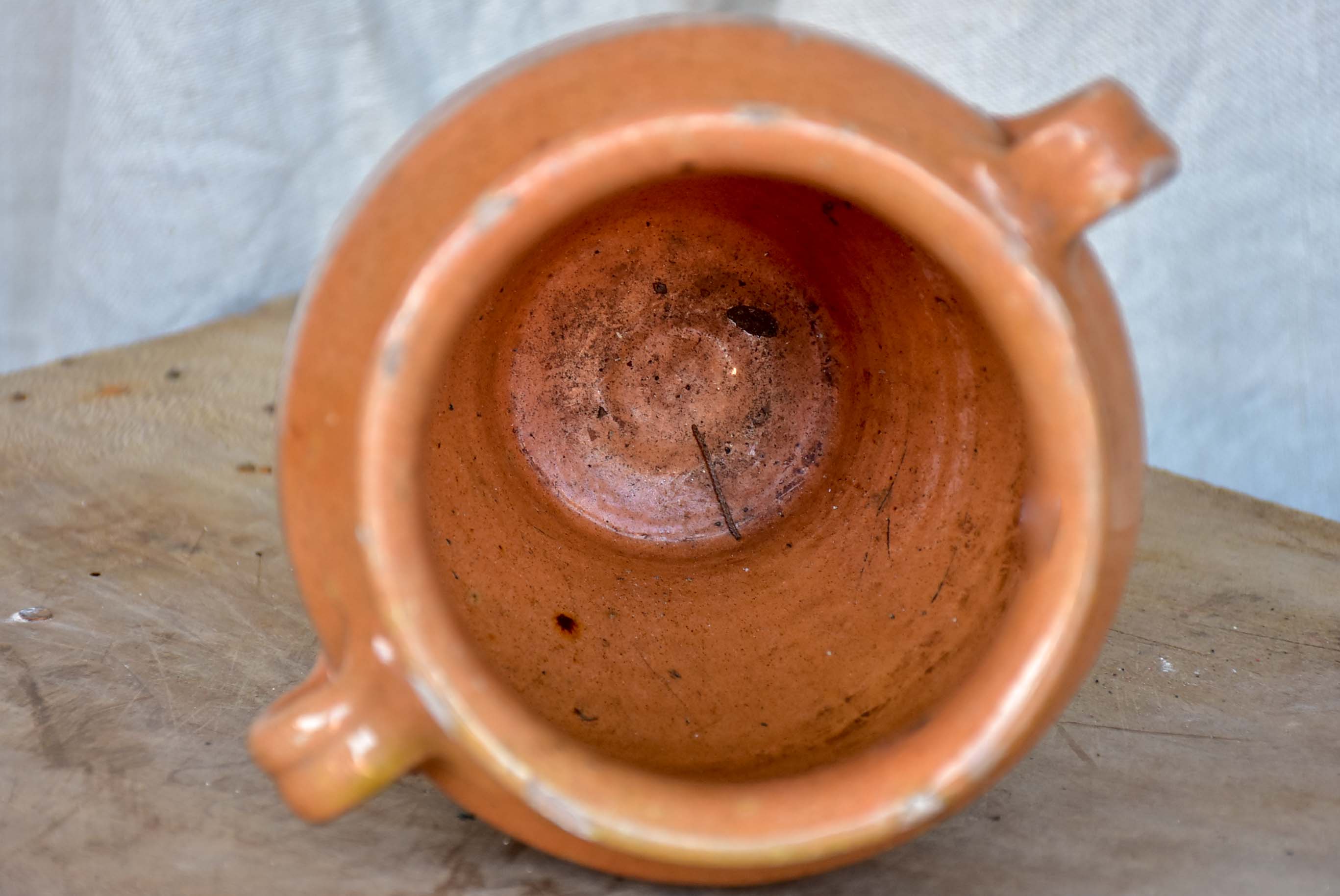 Antique French confit pot with ochre glaze