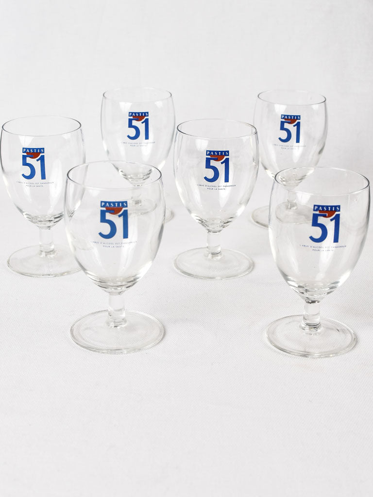 Set of six vintage Pastis 51 glasses