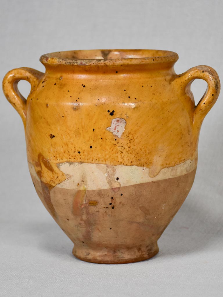 Small antique French confit pot with yellow ocher glaze and two handles 7" Regular price Sale price US$351.00