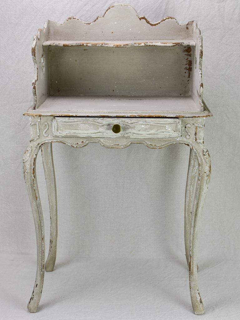 Superb early 20th Century Louis XV style nightstand with gray patina