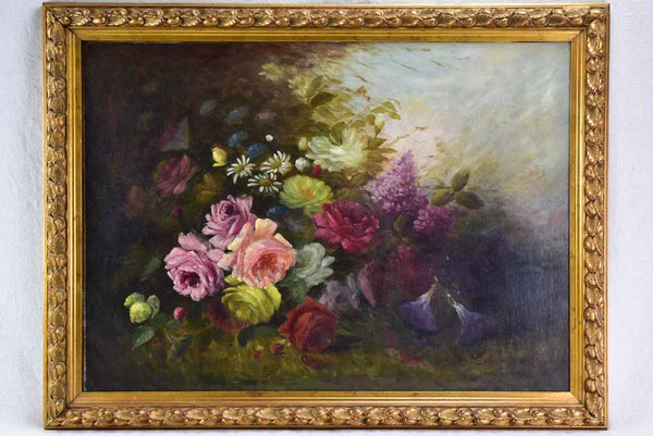 Antique Floral Still Life On Canvas