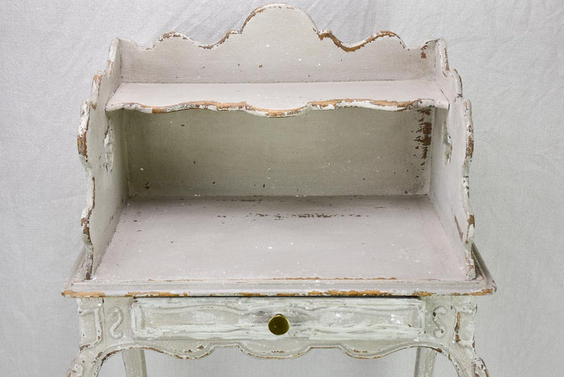 Superb early 20th Century Louis XV style nightstand with gray patina