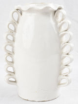 Vintage white glazed ceramic vase with looped spines - Émile Tessier