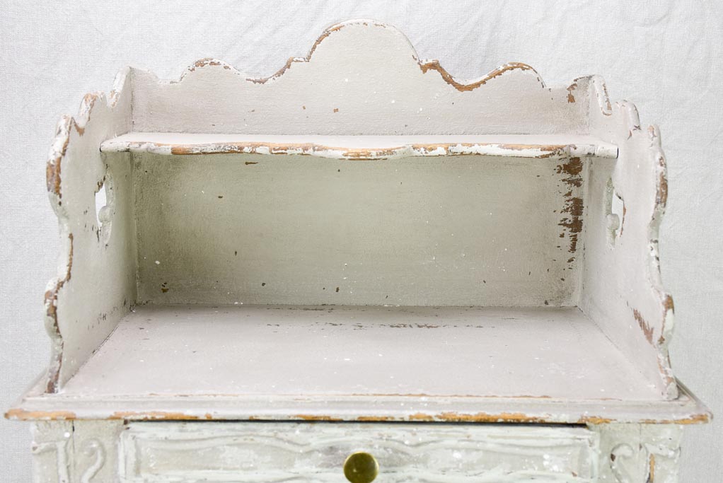 Superb early 20th Century Louis XV style nightstand with gray patina