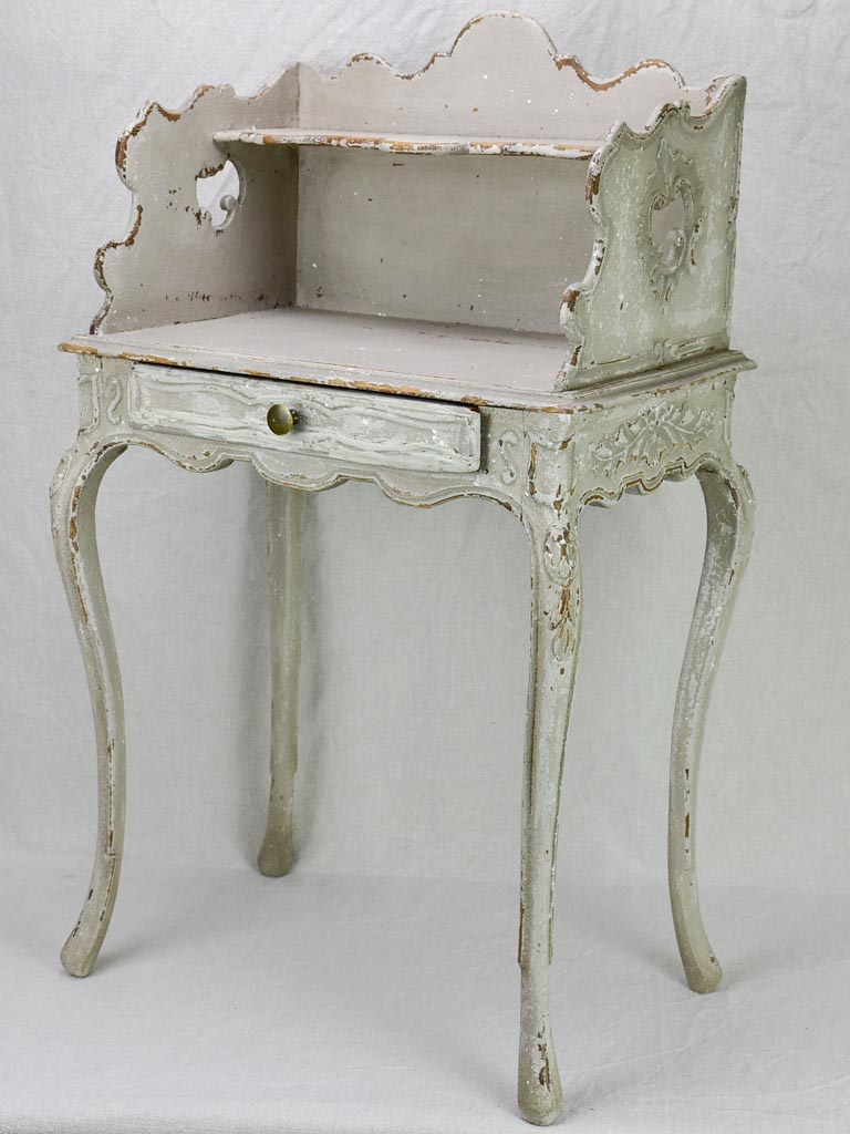 Superb early 20th Century Louis XV style nightstand with gray patina