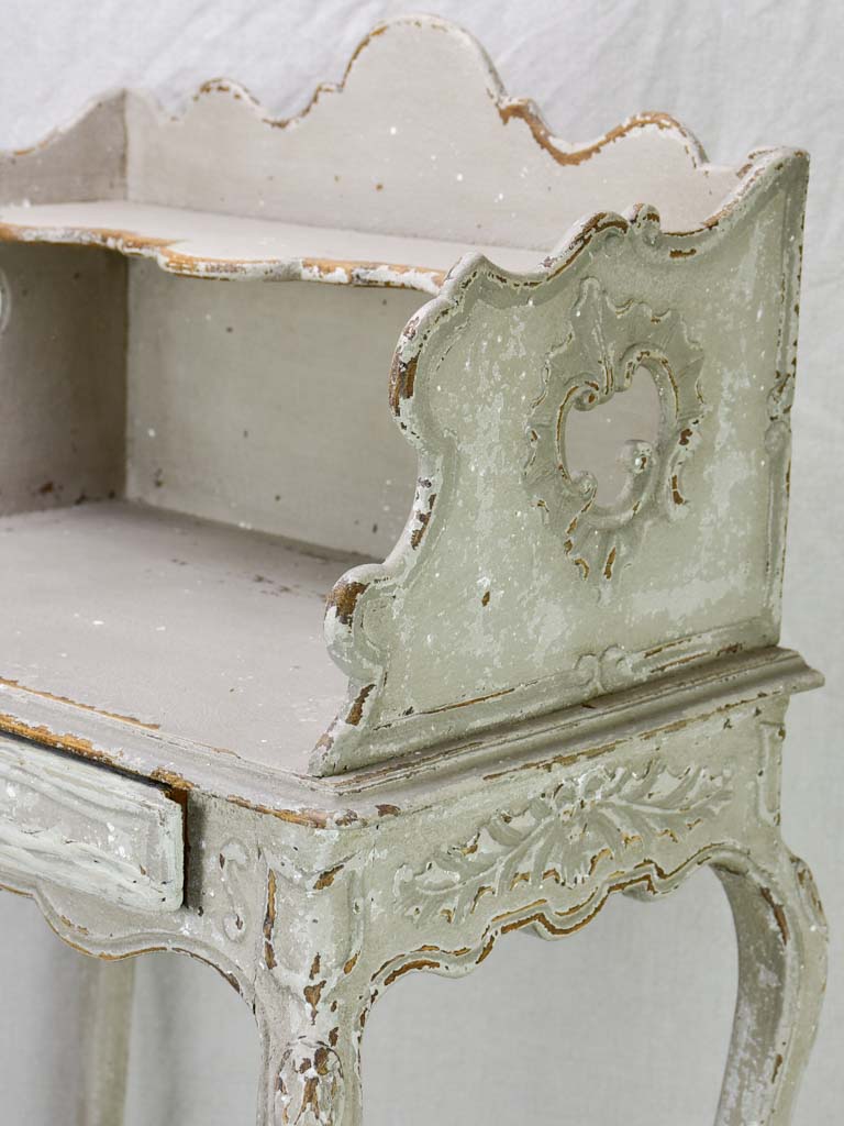 Superb early 20th Century Louis XV style nightstand with gray patina