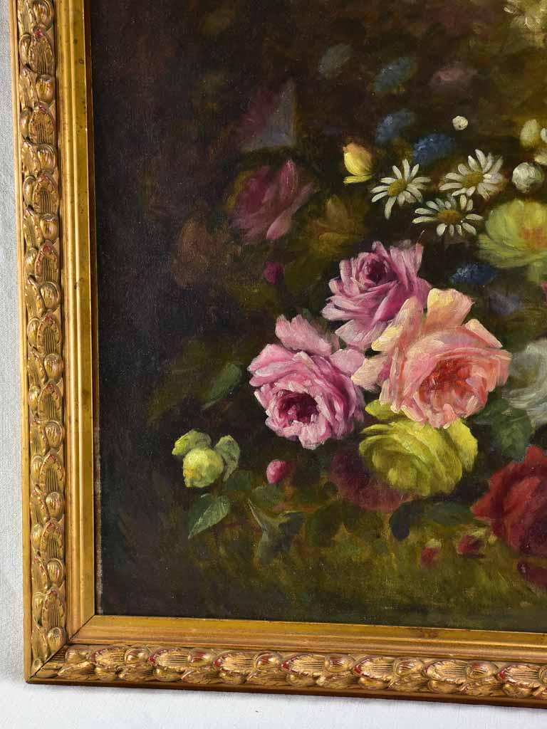 Historical Oil On Canvas Floral Arrangement