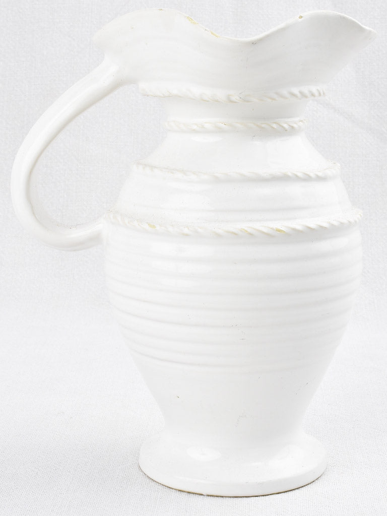 Vintage white glazed ceramic pitcher / carafe - Emile Tessier