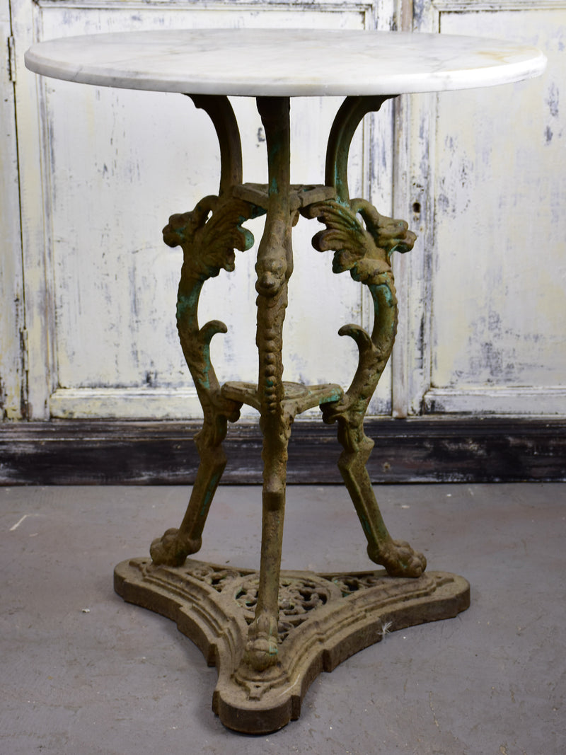 Antique French garden table with marble top