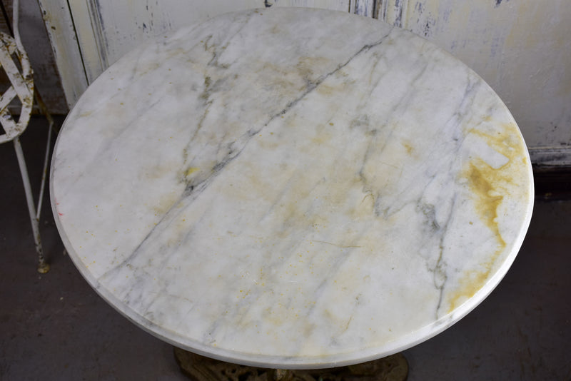 Antique French garden table with marble top