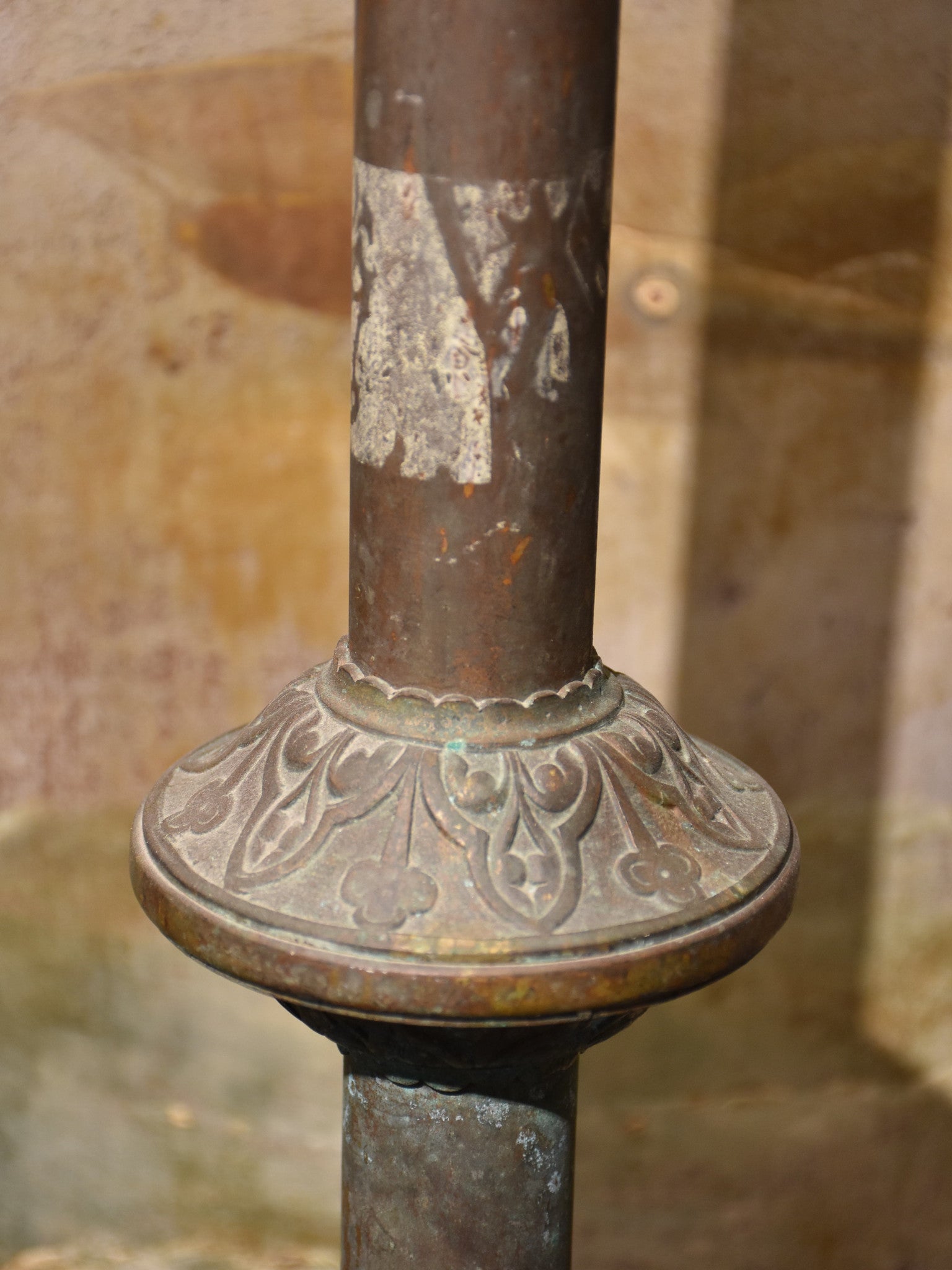 Large antique French candlestick - copper