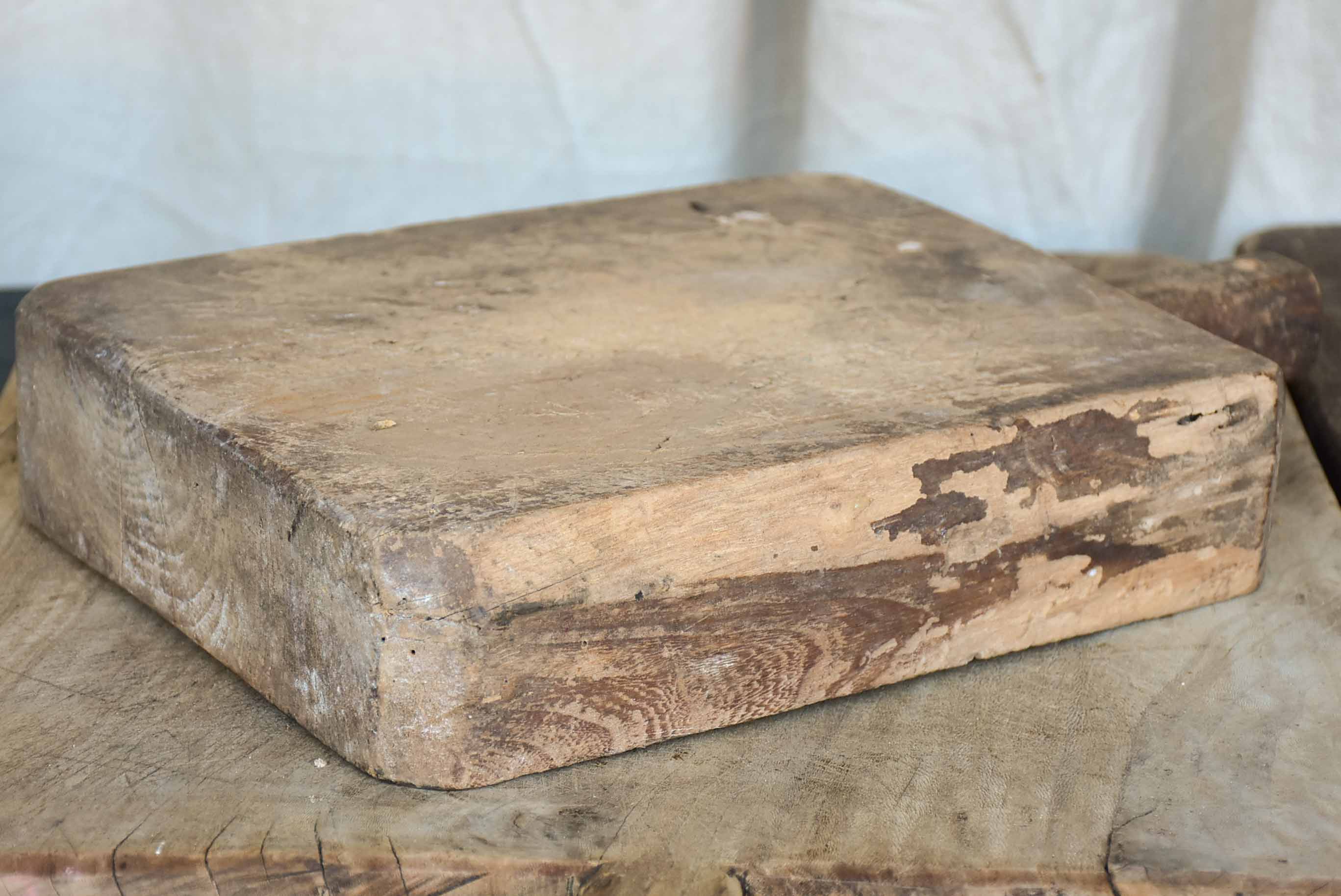 Antique French cutting board with worn surface 15 ¼''