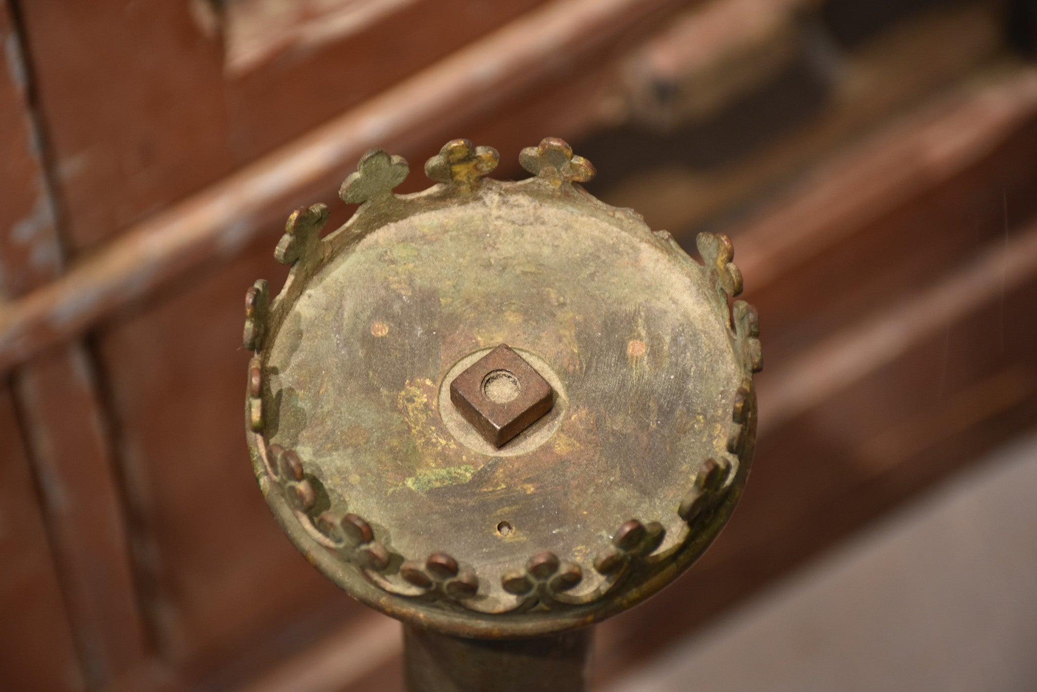 Large antique French candlestick - copper