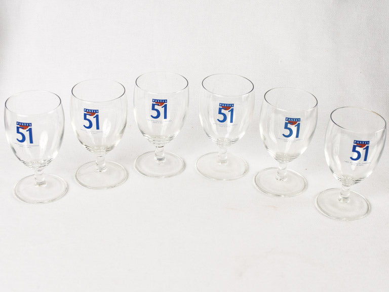 Set of six vintage Pastis 51 glasses