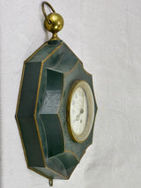 Green antique French clock from the early 20th century 15"
