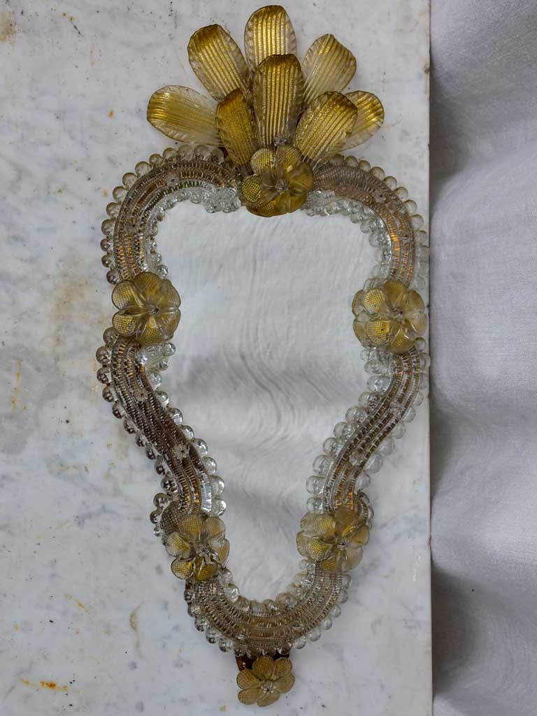 Pair of antique Venetian mirrors - gold 20½" x 10¼"