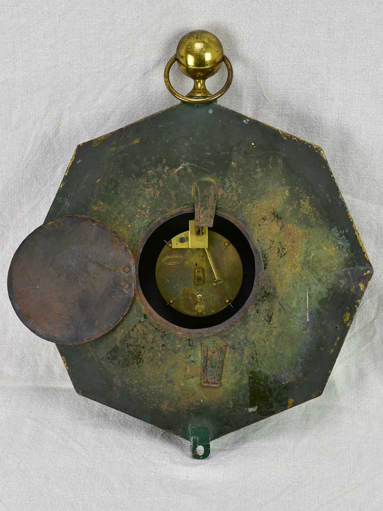 Green antique French clock from the early 20th century 15"