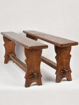 Pair of antique French wooden benches 54" for kitchen table
