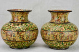 Rare pair of marbelized ceramic vases - Pichon Uzes 8¼"