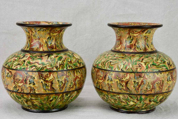 Vintage marbelized Pichon ceramic vases