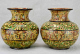 Rare pair of marbelized ceramic vases - Pichon Uzes 8¼"