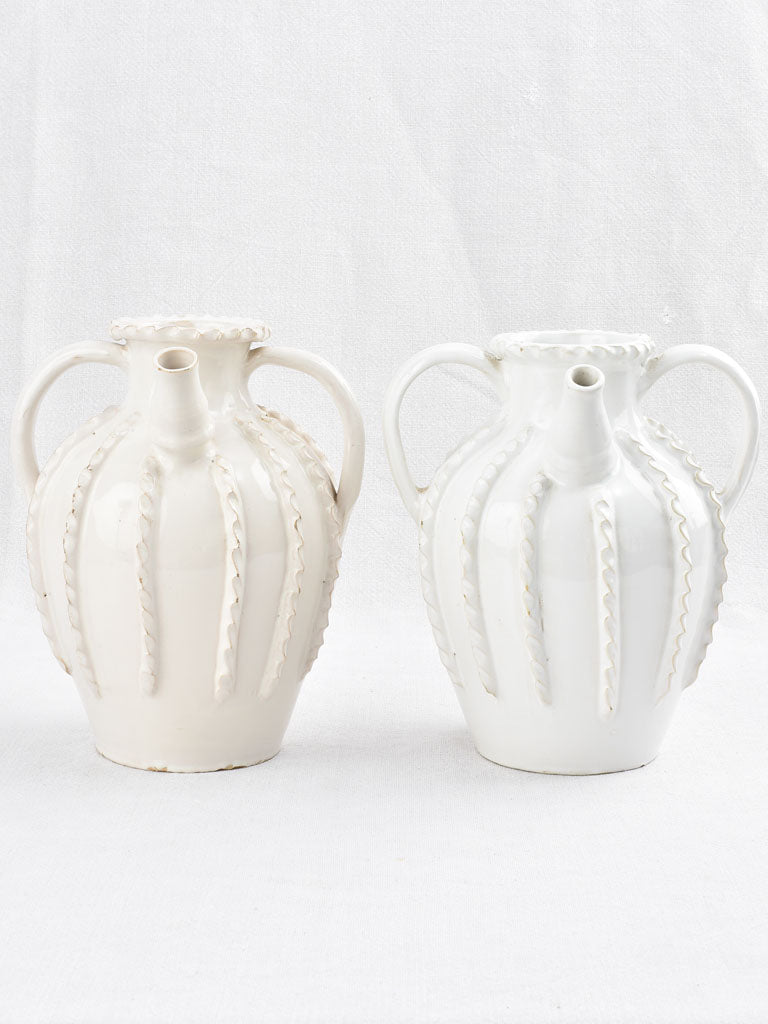 2 vintage ceramic pitchers w/ white glaze - Émile Tessier