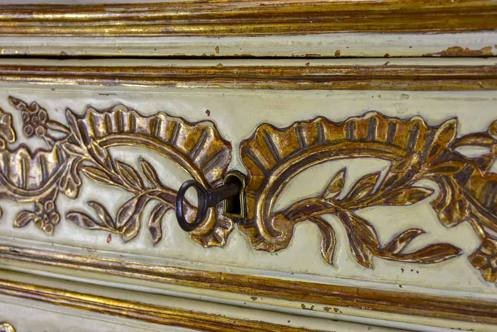 Vintage three drawer commode - carved with gilding