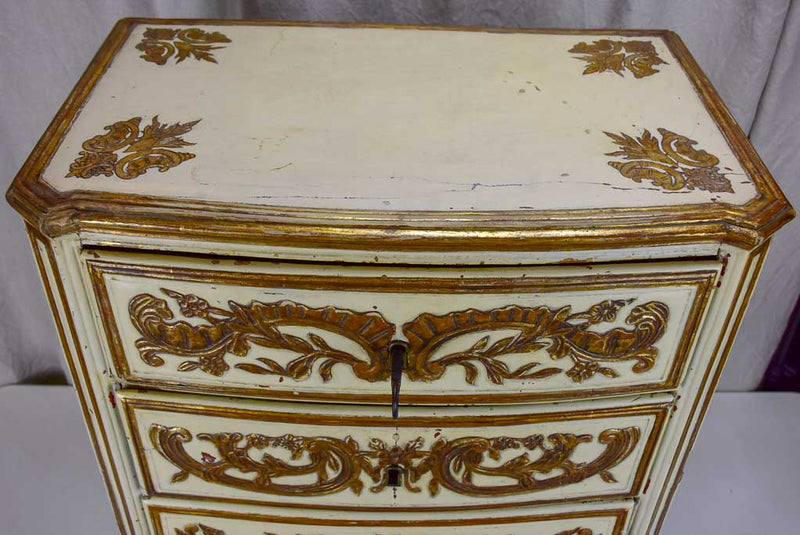 Vintage three drawer commode - carved with gilding