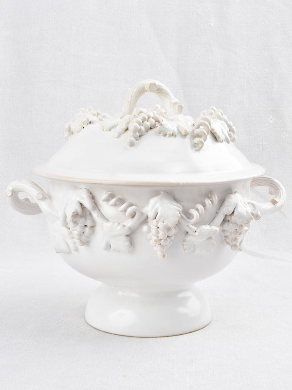 Vintage white ceramic soup tureen Tessier
