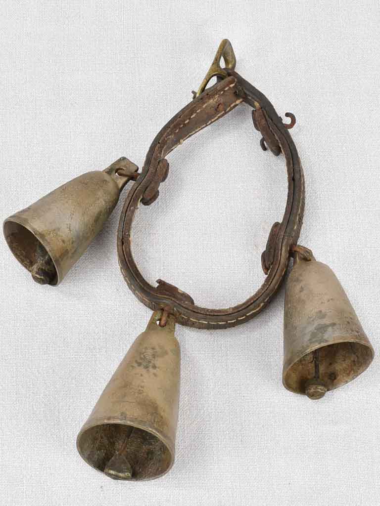 Goat's bells on leather collar, 19th-century