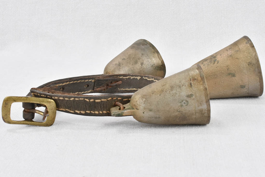 Goat's bells on leather collar, 19th-century