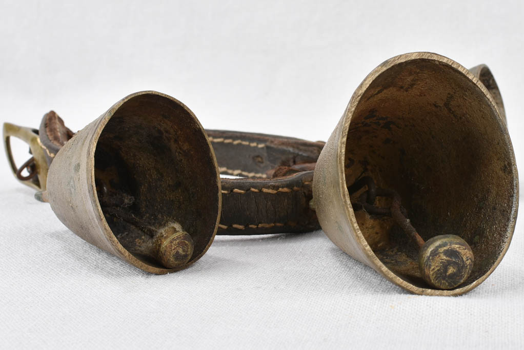 Goat's bells on leather collar, 19th-century