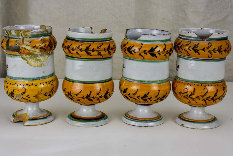 Collection of four antique French apothecary jars