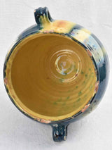Early 19th century blue and yellow confit pot 11"