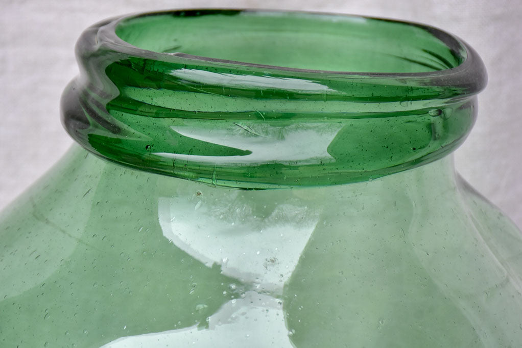 Large 19th Century preserving jar - green blown glass 16¼"