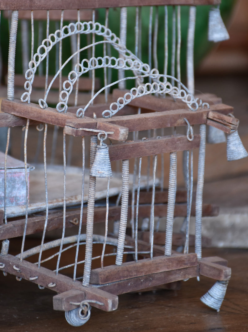 Antique French birdcage with zinc feeders