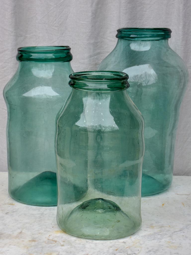 Collection of three very large 19th Century preserving jars - blown glass 20½"