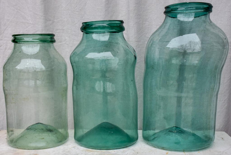 Collection of three very large 19th Century preserving jars - blown glass 20½"
