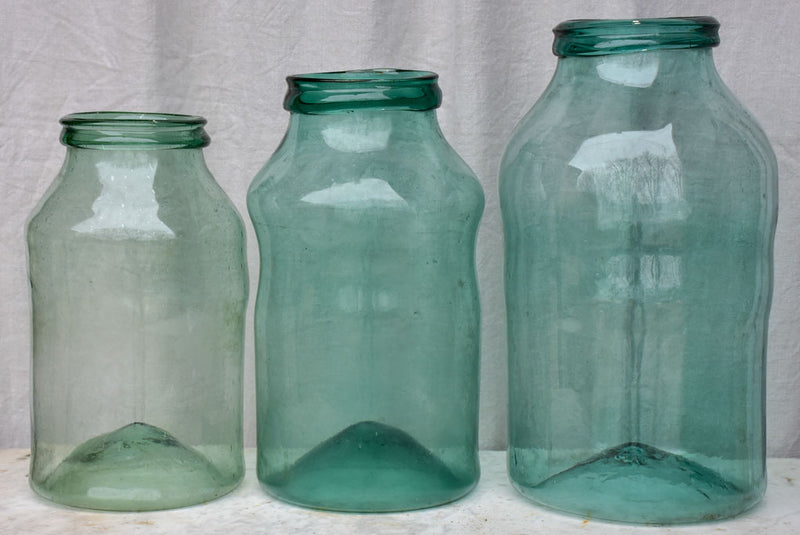 Collection of three very large 19th Century preserving jars - blown glass 20½"