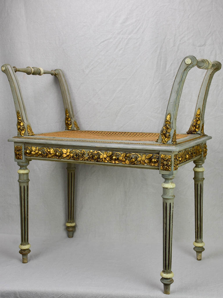 Antique French Louis XVI style bench seat with cane