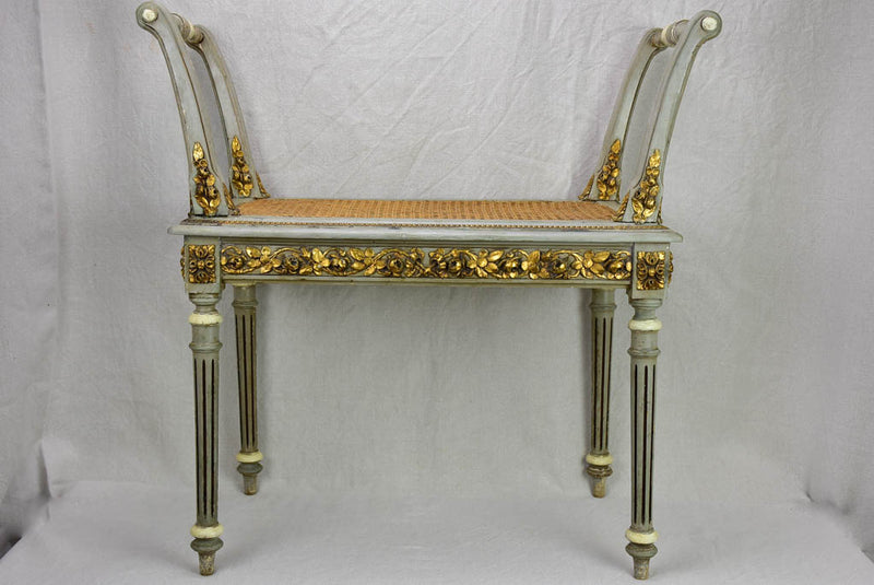 Antique French Louis XVI style bench seat with cane