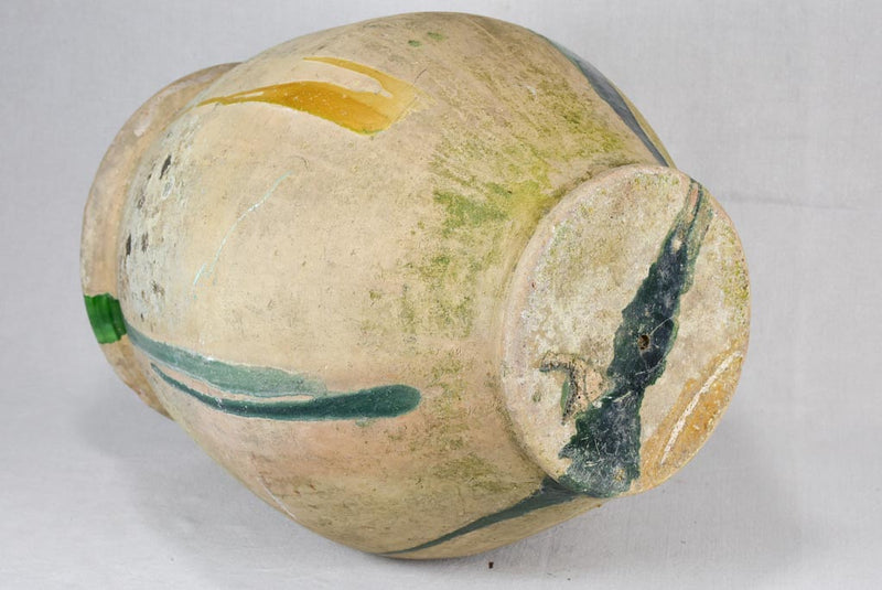Early-20th-century Castelnaudary olive pot with green 21¾"