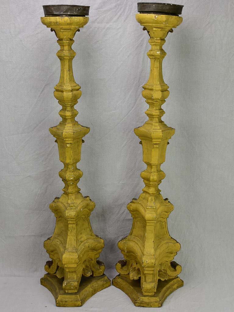 Large pair of 18th Century church altar candlesticks 38¼"