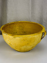 Large antique Spanish bowl with yellow glaze